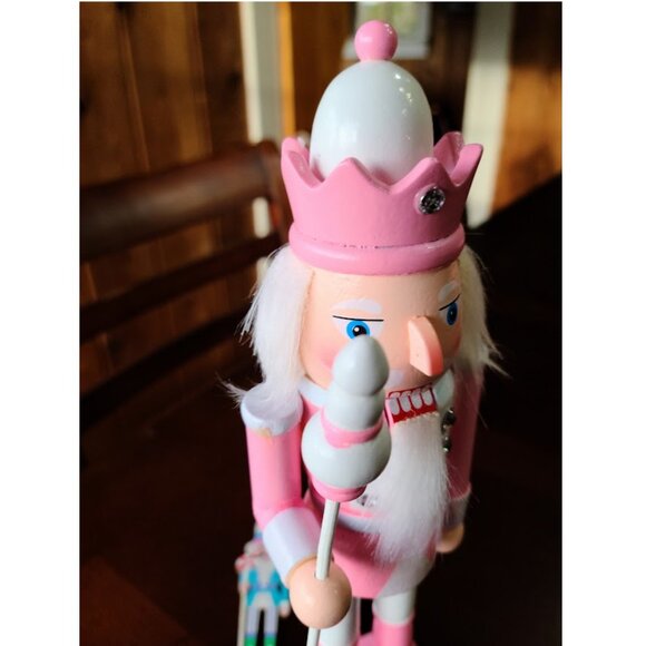 Pink Christmas Nutcracker Soldier Holiday Decor Wooden Statue Xmas Decoration - Picture 8 of 12